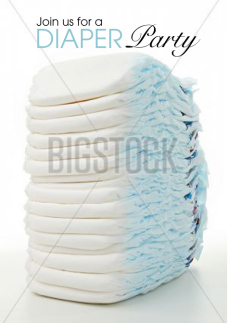 Diaper Party Stack of disposable diapers Baby shower Invitation