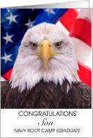 Son Navy Boot Camp Graduation Congratulations Eagle American Flag card