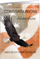 Grandson Navy Boot Camp Graduate Eagle American Flag Congratulations card