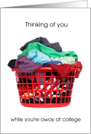 Away at College Thinking of You Humor Dirty Laundry Loads card