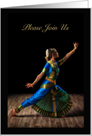 Dramatic Black Indian Dancer Kuchipudi Rangapravesham Dance Invitation card