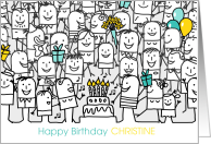 Christine Birthday GRAND Cartoon Crowd card