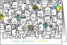 Christine Birthday GRAND Cartoon Crowd card