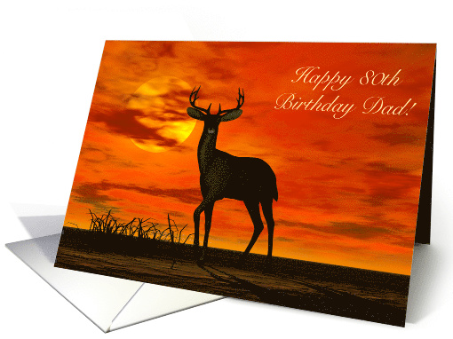 Dad 80th birthday Orange Dusk Buck Silhoutte card (1322110)