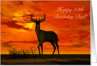 Dad 80th birthday Orange Dusk Buck Silhoutte card