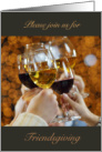 Friendsgiving Invitation Autumn Wine Glass Toasting Hands card