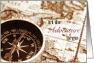 College Graduate Adventure Begins Sepia Map and Compass card