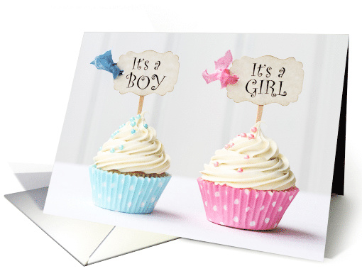 Boy Girl Twins for New Grandparent Cupcakes Pink Blue card (1355312)