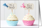 Boy Girl Twins for New Grandparent Cupcakes Pink Blue card