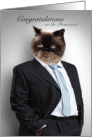 Fat Cat Job Promotion Congratulations Pin Stripe Suit card