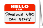 Counselor Name Tag Hello I can Help Thank you card