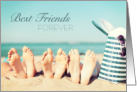 Best Friends Forever Feet on the Beach Three Females card