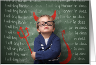 Little Devil Boy Student School Encouragement Humor card