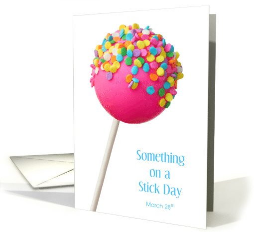 Something on a Stick Day Pink Confetti Cake Pop March 28th card