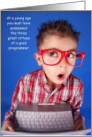 Programmer Day Virtues Little Computer Nerd Boy in Red Glasses card