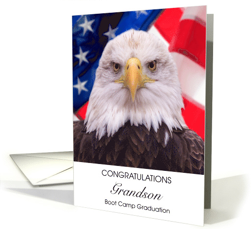 Grandson Boot Camp Graduation Congratulations Eagle American Flag card