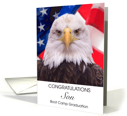 Son Boot Camp Graduation Congratulations Bald Eagle American Flag card