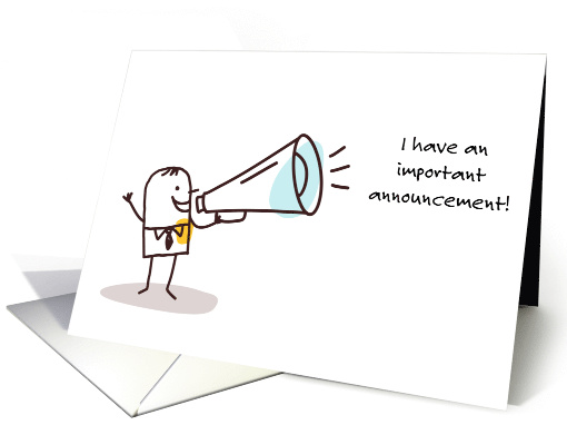 Cartoon Megaphone Important Announcement card (1459556)