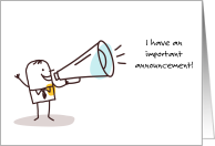 Cartoon Megaphone Important Announcement card