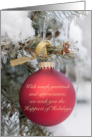 Red Christmas Ornament Happiest of Holidays with Gratitude & Thanks for Business Customers card