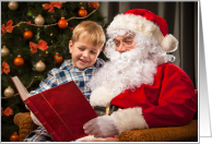 Night Before Christmas Story Book Reading with Santa and Young boy card