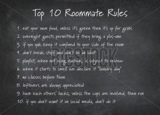Top 10 Roommate Rules for boys Humor list A1 Homey Thank You