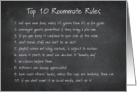 Top 10 Roommate Rules for boys Humor list A1 Homey Thank You card