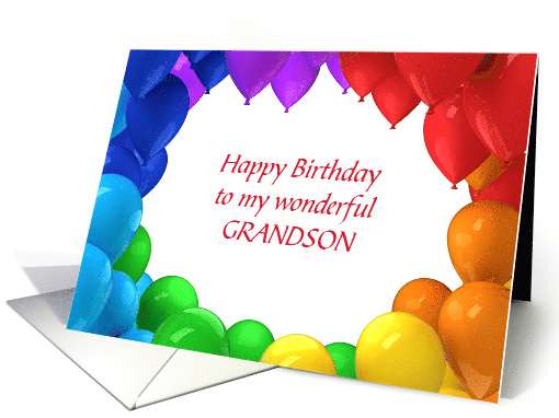 Grandson Birthday Colorful Balloons Celebrate YOU card (1472222)