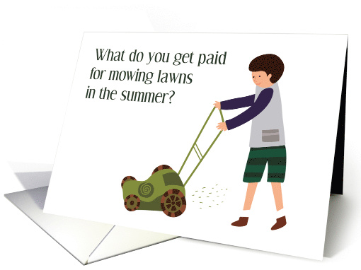 Summer Job Lawn Mowing Yard Care Teen Boy Congratulations Humor card