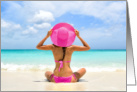 Thank You Tanning Professional Pink Bikini on the Beach card