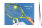 Female Tennis Making the Team Congratulations Raquet, Ball and Feet card