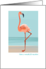 Vacation Wishes Flamingo Longest Legs on the Beach Humor card