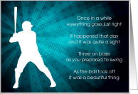 Grand Slam Male Batter Baseball Congratulations Modern Teal Blue Silhouette card