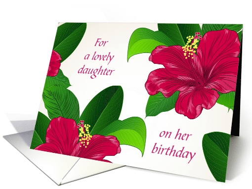 Daughter Birthday Pink Hawaiian Hibiscus Flowers Aloha Spirit card