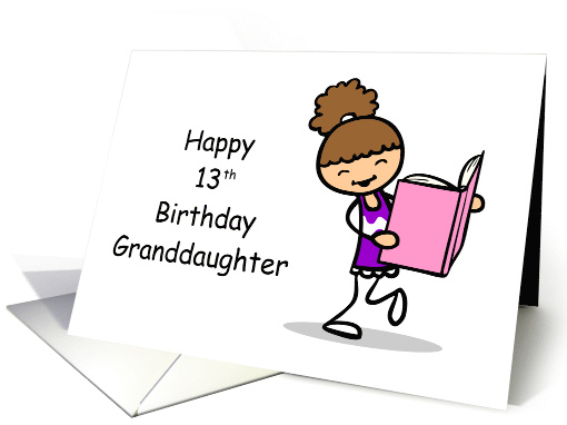 13th Birthday Brunette Granddaughter Book Reader... (1579062)