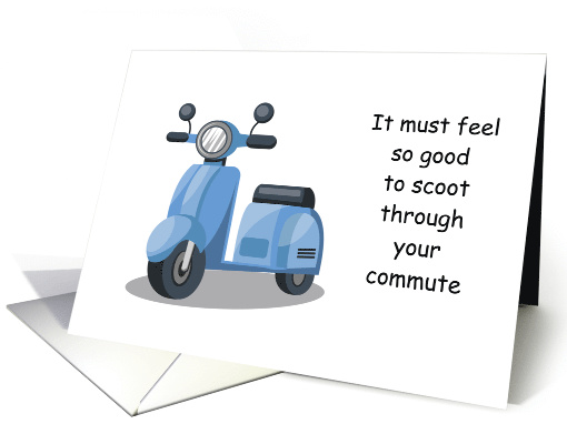 Scoot through your Commute Blue Motor Scooter Congratulations card