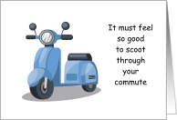 Scoot through your Commute Blue Motor Scooter Congratulations card