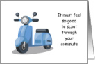 Scoot through your Commute Blue Motor Scooter Congratulations card