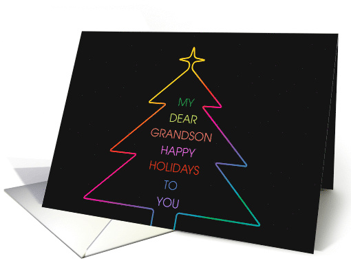 Grandson Gay Rainbow Colorful Christmas Tree Holidays card (1592944)