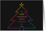 Grandson Gay Rainbow Colorful Christmas Tree Holidays card
