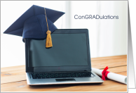 Virtual Graduation Ceremony Congratulations Laptop Cap & Diploma Social Distancing Humor card