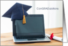 Virtual Graduation Ceremony Congratulations Laptop Cap & Diploma Social Distancing Humor card