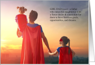 Super Girl Dad with Two Daughters Definition Father’s Day card