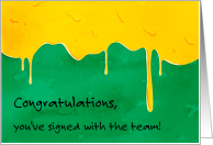 Futbol Yellow Green Team Signing Pride Congratulations card