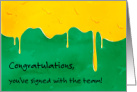 Futbol Yellow Green Team Signing Pride Congratulations card