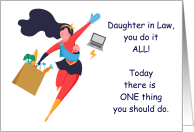 Super Hero Daughter in Law Do it All Happy Birthday card