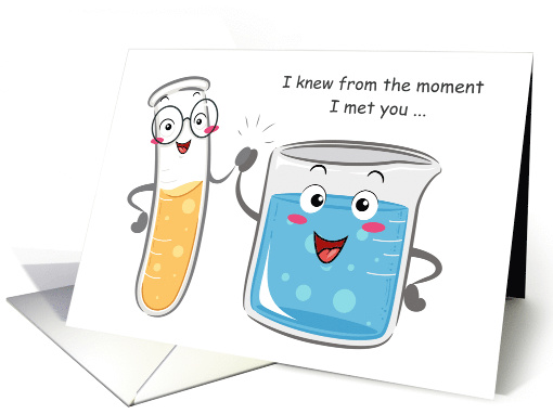 Chemistry Beaker & Test Tube Romance Anniversary card (1634958)