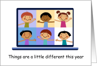 Children Computer Online Distance Learning Different Year Encouragement card