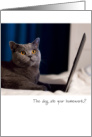 Coronavirus Virtual School Cat on Laptop Dog Ate Homework Humor card