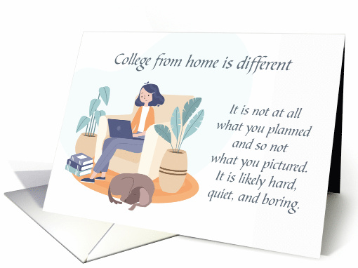 College from Home Support Coronavirus Female Student with Dog card